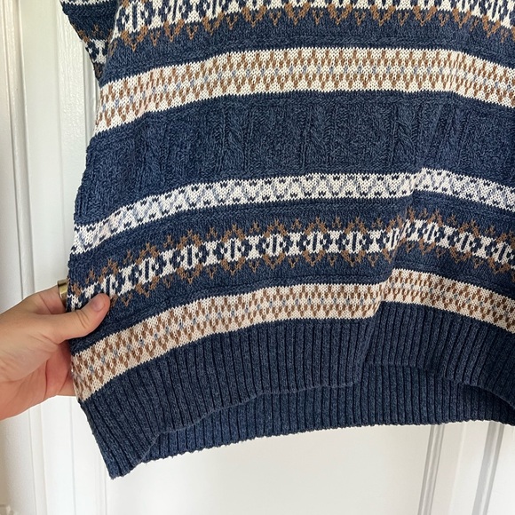 Vintage Navy Sweater XL 90s Slouchy Knit Grandpa Pullover Grunge Cottagecore - Picture 4 of 7